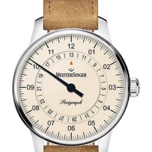 MeisterSinger Perigraph 38mm BM1103 - Semišový řemínek světle hnědé barvy