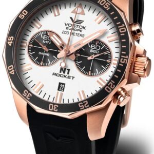 Vostok Europe N-1 Rocket Chrono Line 6S21-225B619S - Černý silikonový řemínek