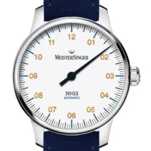 MeisterSinger N°03 38mm BM9901G - Modrý semišový řemínek