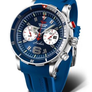 Vostok Europe Anchar Submarine Chrono Line 6S21-510A583 - Modrý silikonový řemínek