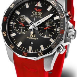 Vostok Europe N-1 Rocket Chrono Line 6S21-225A618S - Červený silikonový řemínek