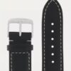 Kožený řemínek Junkers 22mm - černý/bílé prošití - Image 2