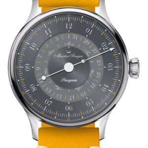 MeisterSinger Pangaea Day Date 365 Grey PDD365927 - Žlutý kožený řemínek