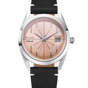 Nivada Grenchen Antarctic Salmon Spider - Black leather White Stitching