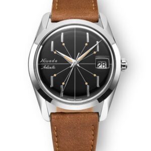 Nivada Grenchen Antarctic Spider Black 35 mm - Brown leather