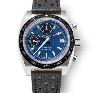 Nivada Grenchen Chronosport Blue Automatic - Black Racing Strap