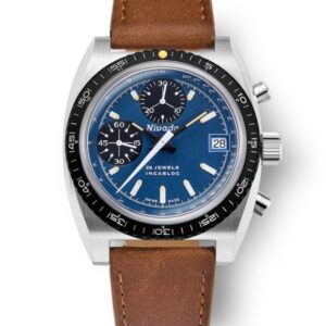 Nivada Grenchen Chronosport Blue Automatic - Brown Leather