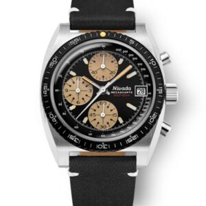 Nivada Grenchen Chronosport Mecaquartz - Black Leather White Stitching