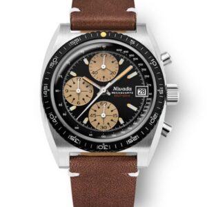 Nivada Grenchen Chronosport Mecaquartz - Brown Leather White Stitching