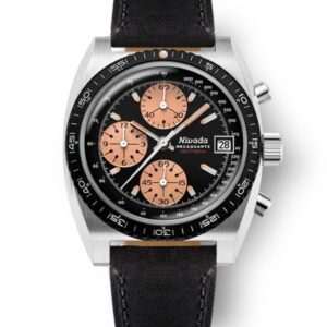 Nivada Grenchen Chronosport Mecaquartz Salmon - Black Leather
