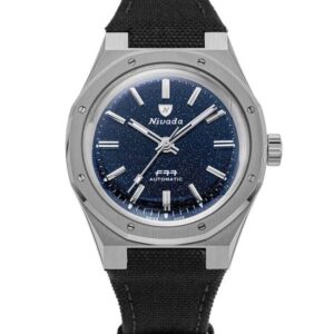 Nivada Grenchen F77 Titanium Dark Blue Aventurine - Canvas Velcro Strap