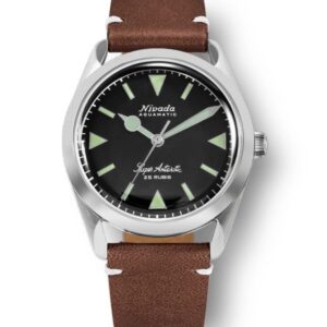 Nivada Grenchen Super Antarctic 32026A - Brown Leather White Stitching