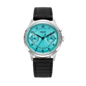 Vulcain Monopusher Heritage - Turquoise - Black Carbon Leather Strap