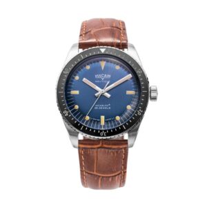 Vulcain Skindiver Nautique Blue with Khaki Brown Lum - Brown Alligator