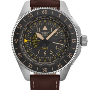 Aviator Airacobra GMT V.1.37.0.303.4 - Hnědý kožený řemínek