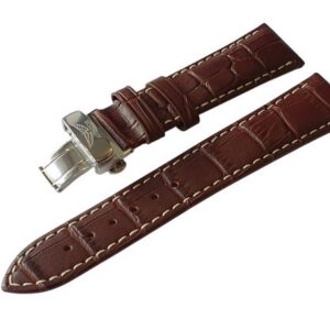 Hnědý kožený řemínek Aviator pro Douglas V.3.20.0.141.4 - motýlová spona/stříbrná