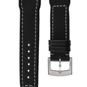 Kožený řemínek Biatec Pilot | Černý - 20 mm - Stříbrná