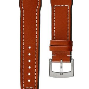 Kožený řemínek Biatec Pilot | Hnědý - 20 mm - Stříbrná