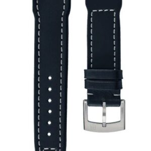 Kožený řemínek Biatec Pilot | Modrý - 20 mm - Stříbrná