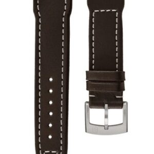 Kožený řemínek Biatec Pilot | Tmavě hnědý - 20 mm - Stříbrná