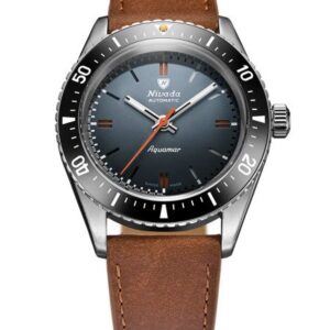Nivada Grenchen Aquamar Grey - Brown Leather