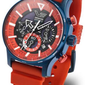 Vostok Europe Expedition North Pole Solar Power Chronograph VR42-595D734 - Červený silikonový řemínek