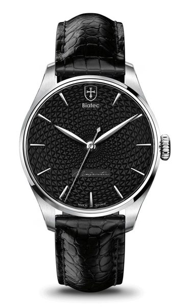 Biatec Majestic 01 N - Černý kožený řemínek z pravého krokodýla