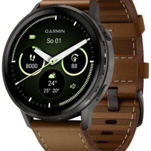 Garmin Venu® 4 - 45 mm Slate / Black silikonový řemínek a Brown kožený řemínek 010-03014-03