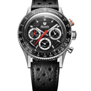 Nivada Grenchen Chronoking Mecaquartz Racing Black - Inter. Bezel - Black Racing Strap