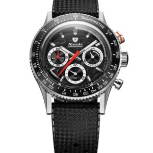Nivada Grenchen Chronoking Mecaquartz Racing Black - Inter. Bezel - Black Rubber Tropic