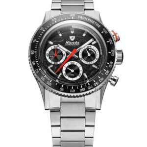 Nivada Grenchen Chronoking Mecaquartz Racing Black - Inter. Bezel - Bracelet Flat Link