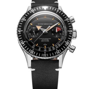 Nivada Grenchen Chronomaster Broad Arrow 41mm - Black Leather White Stitching