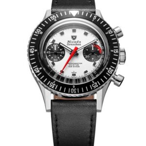 Nivada Grenchen Chronomaster White Panda 41mm - Black leather