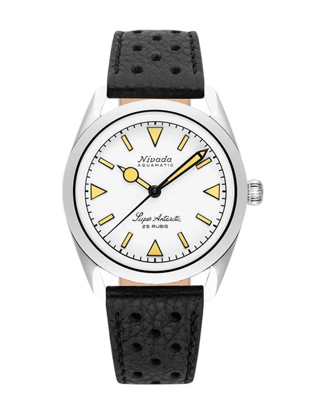 Nivada Grenchen Super Antarctic White - Beige - Black Racing Strap