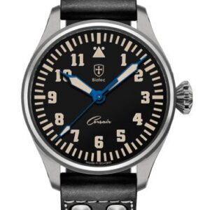 Biatec Corsair Vintage 03 - Černý kožený pilot řemínek