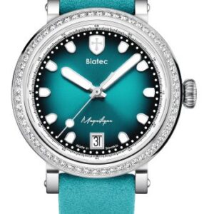 Biatec Magnifique 01 - Tyrkysový řemínek z broušené kůže - Se sponou z nerezové oceli 316L