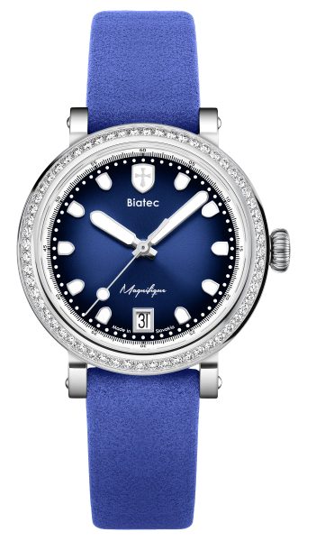 Biatec Magnifique 03 - Bílošedý řemínek z broušené kůže - Se sponou z nerezové oceli 316L - Obrázek 2