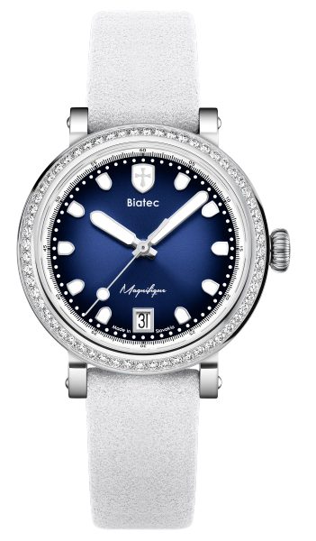 Biatec Magnifique 03 - Bílošedý řemínek z broušené kůže - Se sponou z nerezové oceli 316L - Obrázek 3