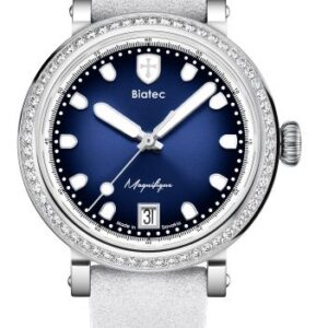 Biatec Magnifique 03 - Bílošedý řemínek z broušené kůže - Se sponou z nerezové oceli 316L