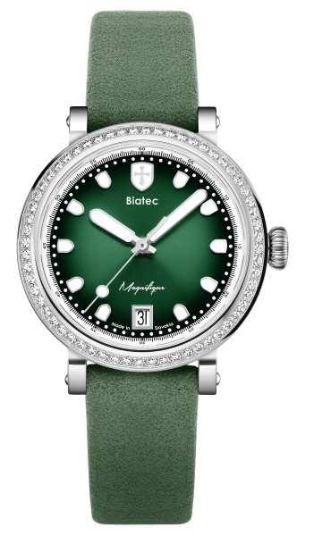 Biatec Magnifique 04 - Bílošedý řemínek z broušené kůže - Se sponou z nerezové oceli 316L - Obrázek 2