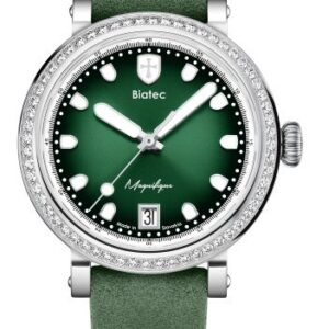 Biatec Magnifique 04 - Zelený řemínek z broušené kůže - Se sponou z nerezové oceli 316L