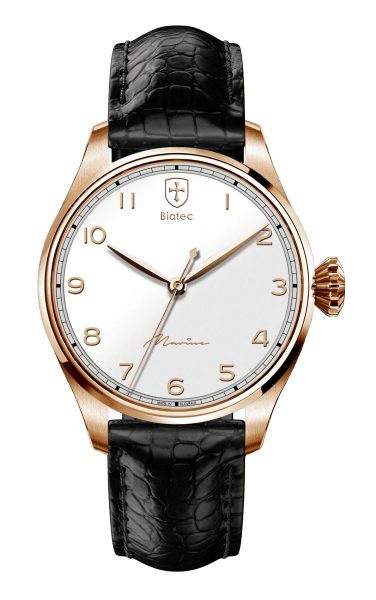 Biatec Marine 02 N - Černý kožený řemínek se vzorem aligátora