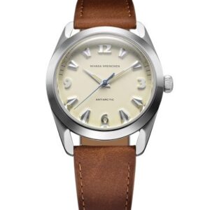 Nivada Grenchen Antarctic 38 mm - Eggshell Beige Luminova - Brown Leather