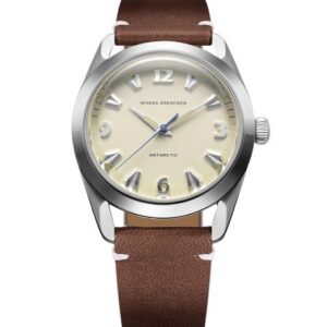 Nivada Grenchen Antarctic 38 mm - Eggshell Beige Luminova - Brown Leather White Stitching