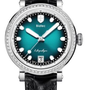 Biatec Magnifique 01 - Černý kožený řemínek se vzorem aligátora