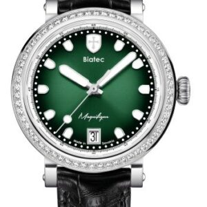 Biatec Magnifique 04 - Černý kožený řemínek se vzorem aligátora