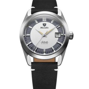 Nivada Grenchen Antarctic Glacier 35 mm - Black leather White Stitching
