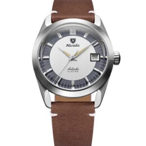 Nivada Grenchen Antarctic Glacier 35 mm - Brown Leather White Stitching
