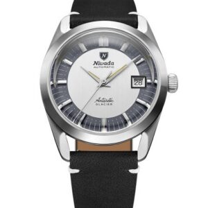 Nivada Grenchen Antarctic Glacier 38 mm - Black leather White Stitching