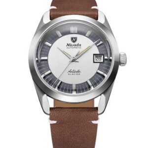 Nivada Grenchen Antarctic Glacier 38 mm - Brown Leather White Stitching